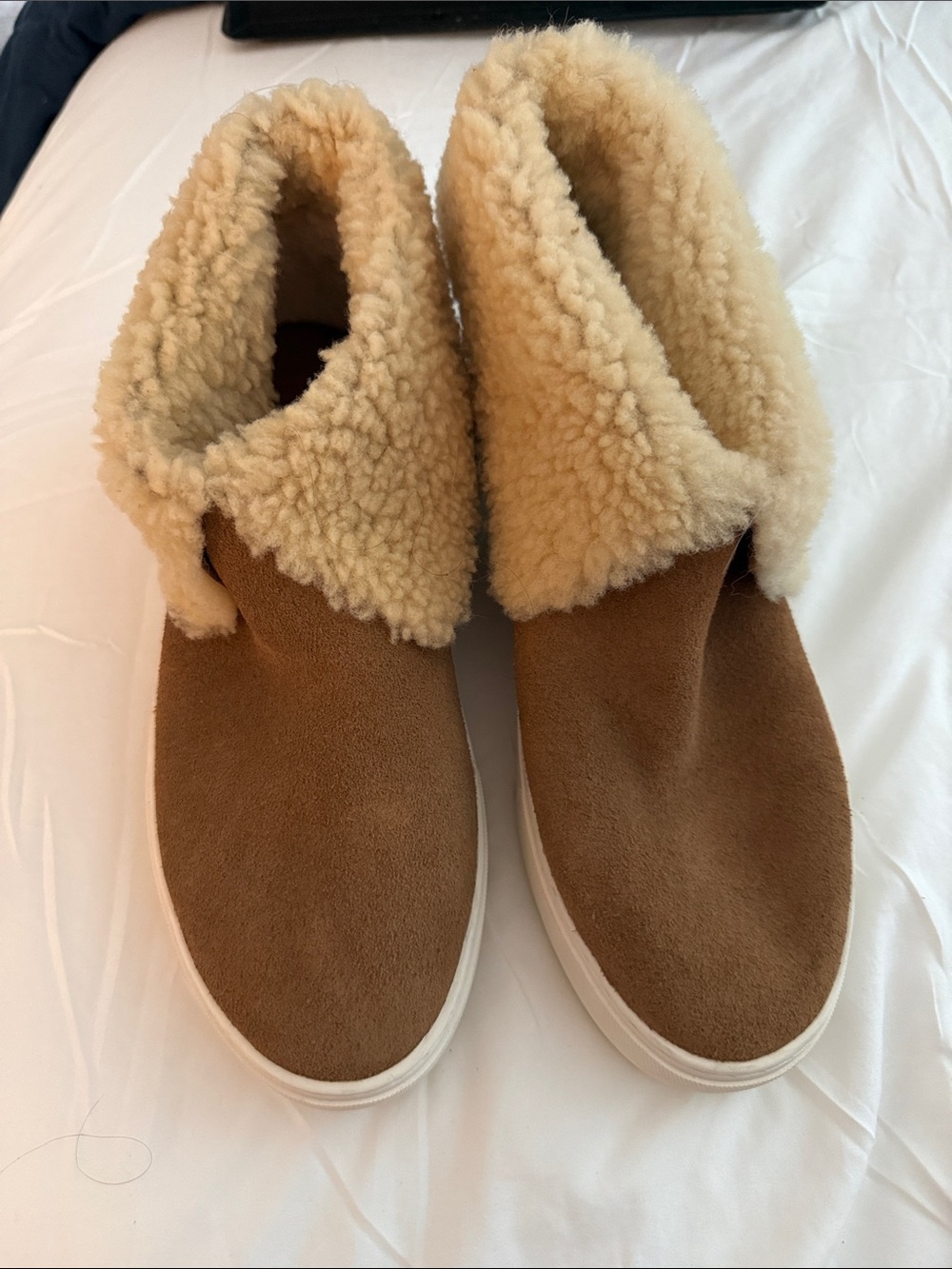 UGG Chestnut Suede Shearling-Lined Ankle Slip-Ons